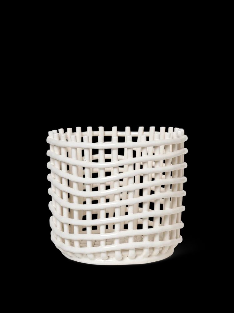 CERAMIC BASKET - Large off-white